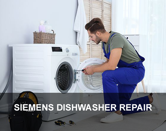 Technician is repairing Siemens dishwasher