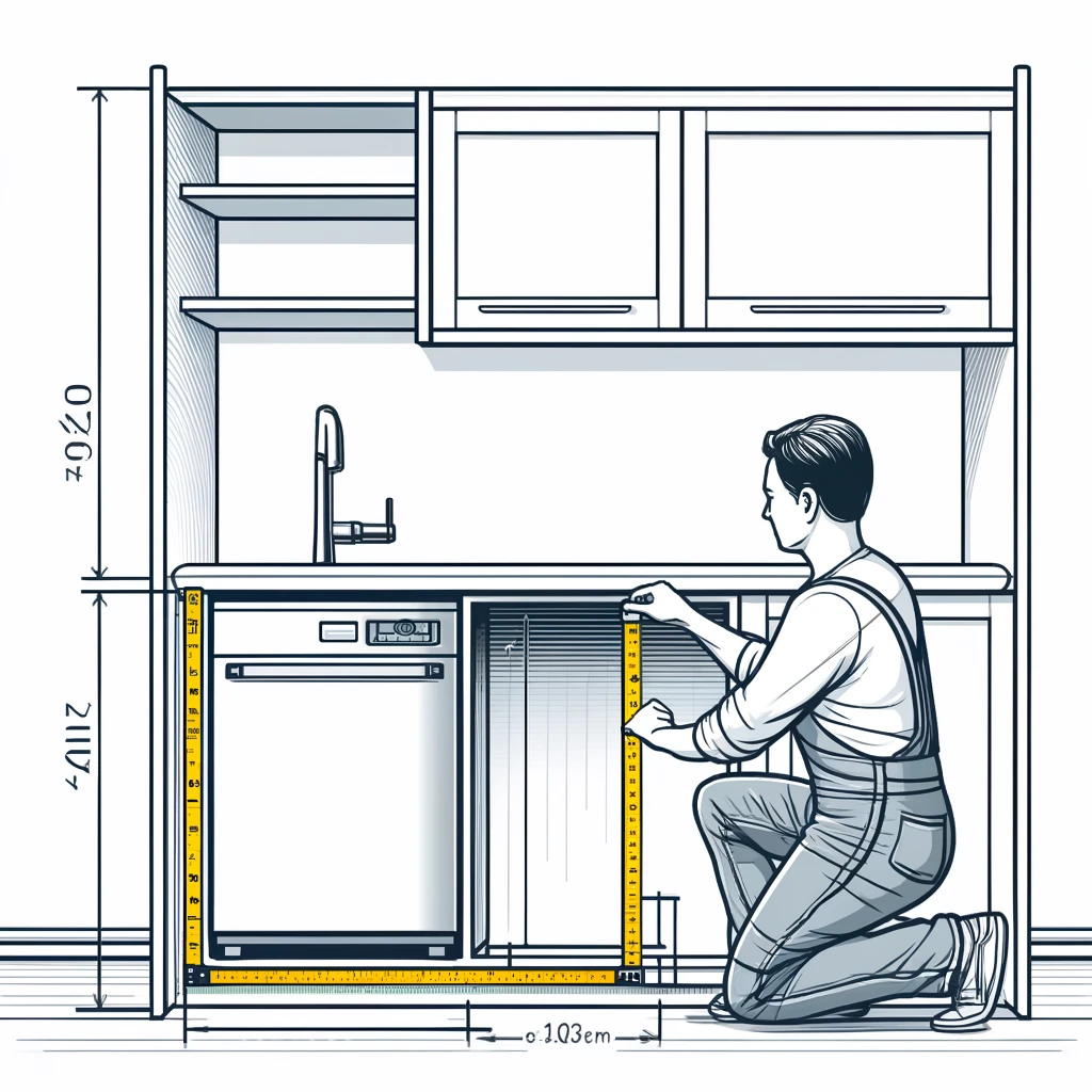 Technician using a tape measure to measure the space