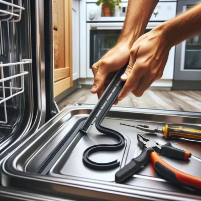 Technician is Installing the Dishwasher Seal