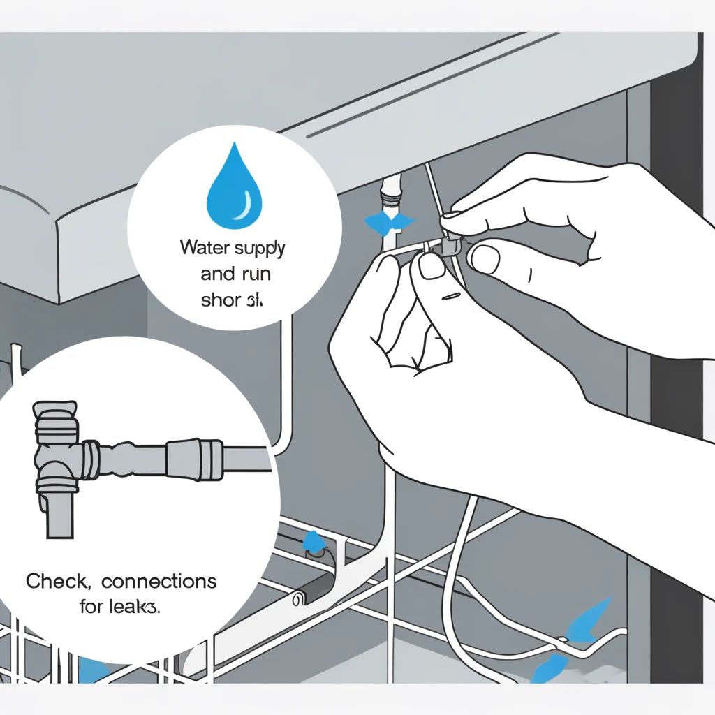 Technician turning on the water supply and testing for leaks in a dishwasher installation