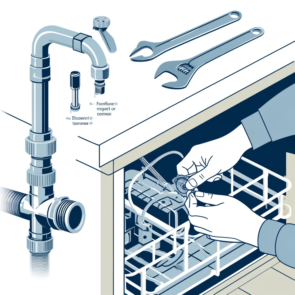 Technician using a wrench to attach the water supply line to the hot