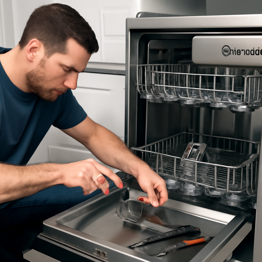 Technician is repairing Westinghouse Dishwasher